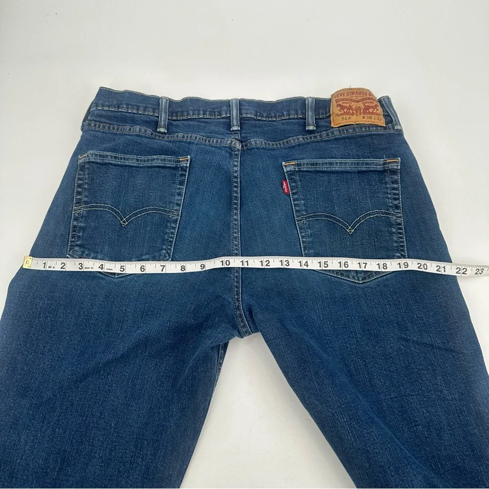 Levi's Jeans Mens 38x32 Blue 514 Straight Leg Stretch Dark Wash Denim-read